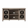 Evelyn&Zoe Modern Farmhouse TV Stand with Glass Paned Doors for TVs up
