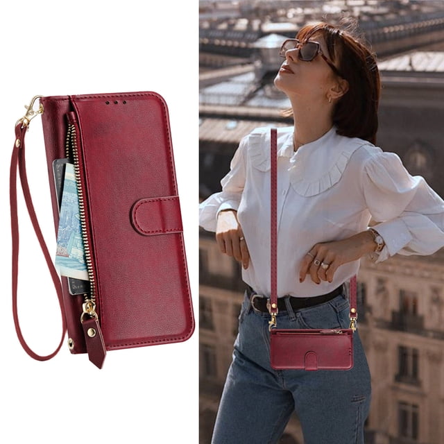 Funda para Xiaomi 10T/10T PRO 5G Cartera de Mano con Cremallera y Correa Cruzada Desmontable