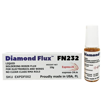 Diamond Flux FN232 Liquid Soldering Flux with Brush. 10g Bottle for Repairing/Soldering Electronics. New