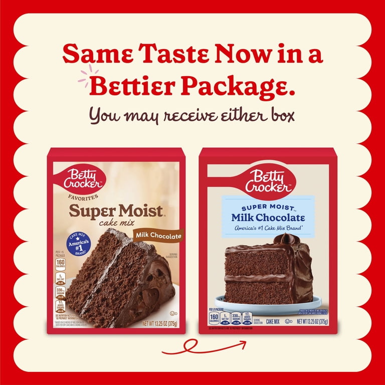 Betty Crocker Milk Chocolate Cake Mix 13.25 oz, Moist and