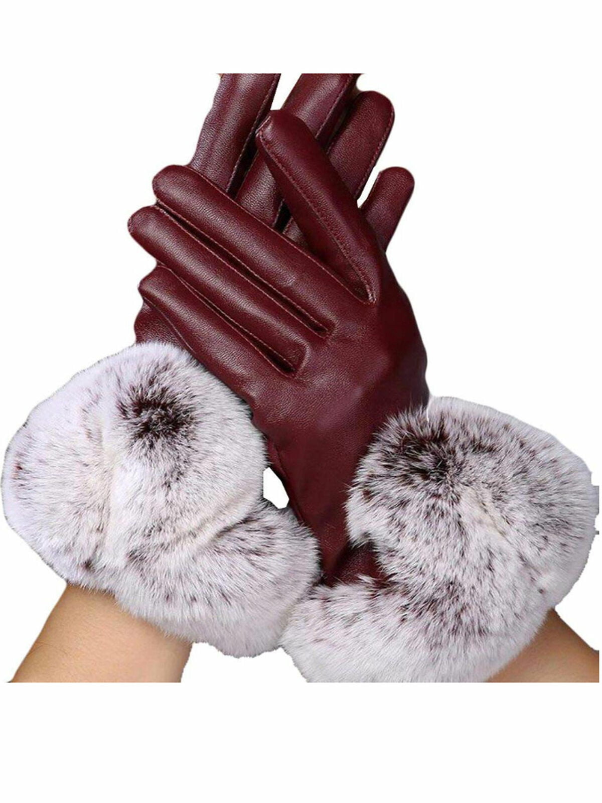 Sakkas Sophie Ombre Knitted Faux Fur Wrist Band Touch Screen Capable Gloves