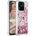 thumbnail image 6 of Glitter Clear Sparkly Bling Xiaomi Redmi 10C Case for Women, Flowing Liquid Quicksand Cover with Diamond Ring Holder Case for Xiaomi Redmi 10C  Rose Gold, 6 of 14