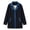 Navy, variant on Womens Denim Patchwork Collared Shirt Jacket Casual Long Sleeve Button Front Denim Trim Blazer Lightweight Shacket