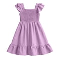 thumbnail image 6 of Ovbmpzd Purple Big Girls Dresses Cute Flutter Sleeve Dresses Midi Ruffled A-Line Dresses,9 Years, 6 of 6