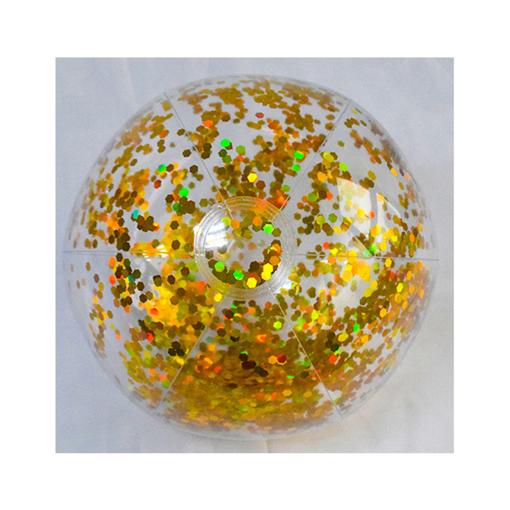 Inflatable Glitter Beach Ball Pvc Floatable Confetti Beach Ball Toy For