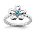 thumbnail image 1 of 925 Sterling Silver Stackable Expressions Polished Blue Topaz Flower Ring Size: 7; for Adults and Teens; for Women and Men, 1 of 5
