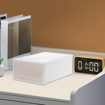 Desktop Storage Drawer, Organizer Storage Boxes, Plastic Organizer, Stackable with Handle, for Stationery Lingerie, Clear Transparent Drawers | White KTFgvq