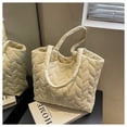 thumbnail image 2 of Nvzi Bolsa de lona de esponja para compras de verano, bolsos de hombro, color blanco, 2 of 4