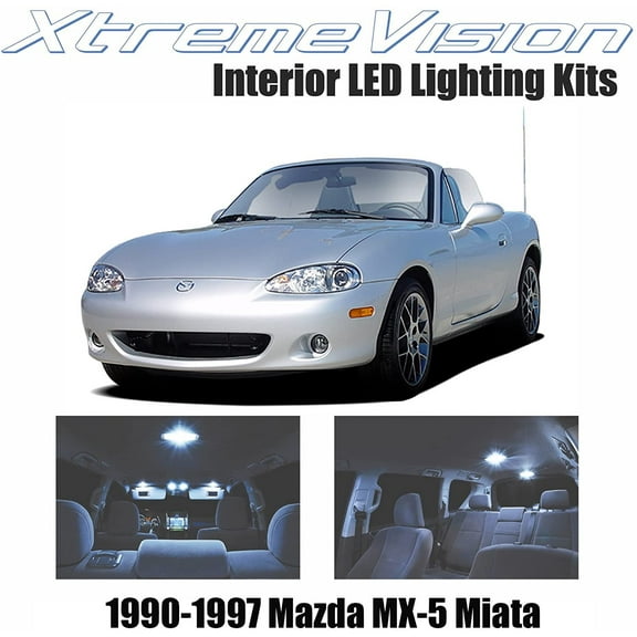 XtremeVision Interior LED for Mazda MX-5 Miata 1990-1997 4 Pieces Cool White Interior LED Kit   Installation Tool
