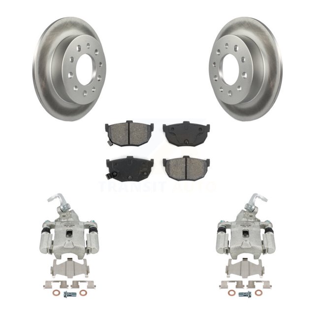 Transit Auto Rear Disc Brake Caliper Coated Rotors and Semi-Metallic Pads Kit for Car Hyundai Tiburon KCG-100187S