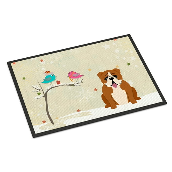 Carolines Treasures Christmas Presents between Friends English Bulldog Red White Door Mat Indoor Rug or Outdoor Welcome