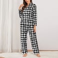 thumbnail image 2 of Pofeuu Black Tartan Plaid Print Womens Pajamas Set Long Sleeve Sleepwear Button Down Nightwear Soft Pj Lounge Sets Button Down Pajamas Women-Large, 2 of 7