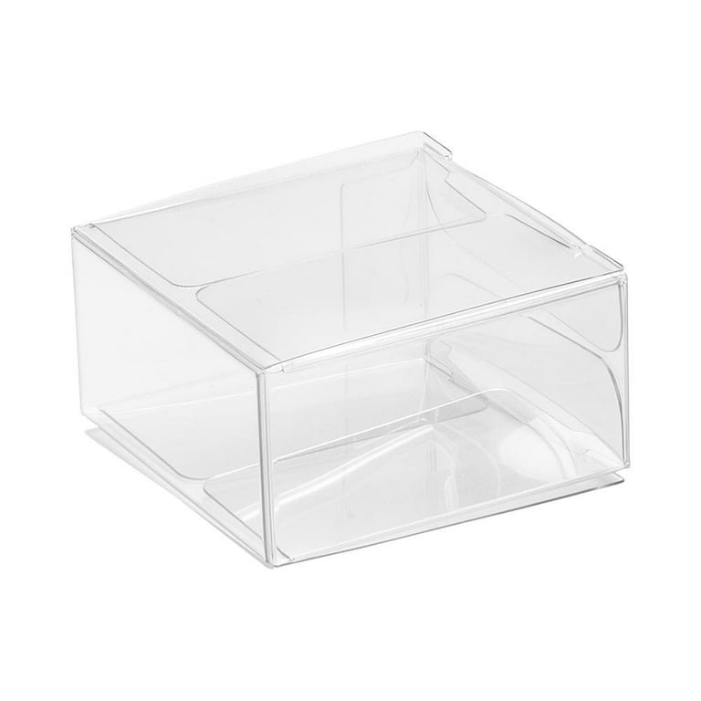 2 Clear Rectangle PVC Gift Favor Box with Organza Bow