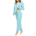 thumbnail image 5 of MODA NOVA Junior's Printed Long Sleeve Winter Flannel Pajama Sets Medium Blue, 5 of 7