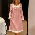thumbnail image 6 of Censtreet Women's Pajama Dress, Long Sleeve Square Neck Sleepshirt, Loose Nightgown Loungewear, 6 of 6