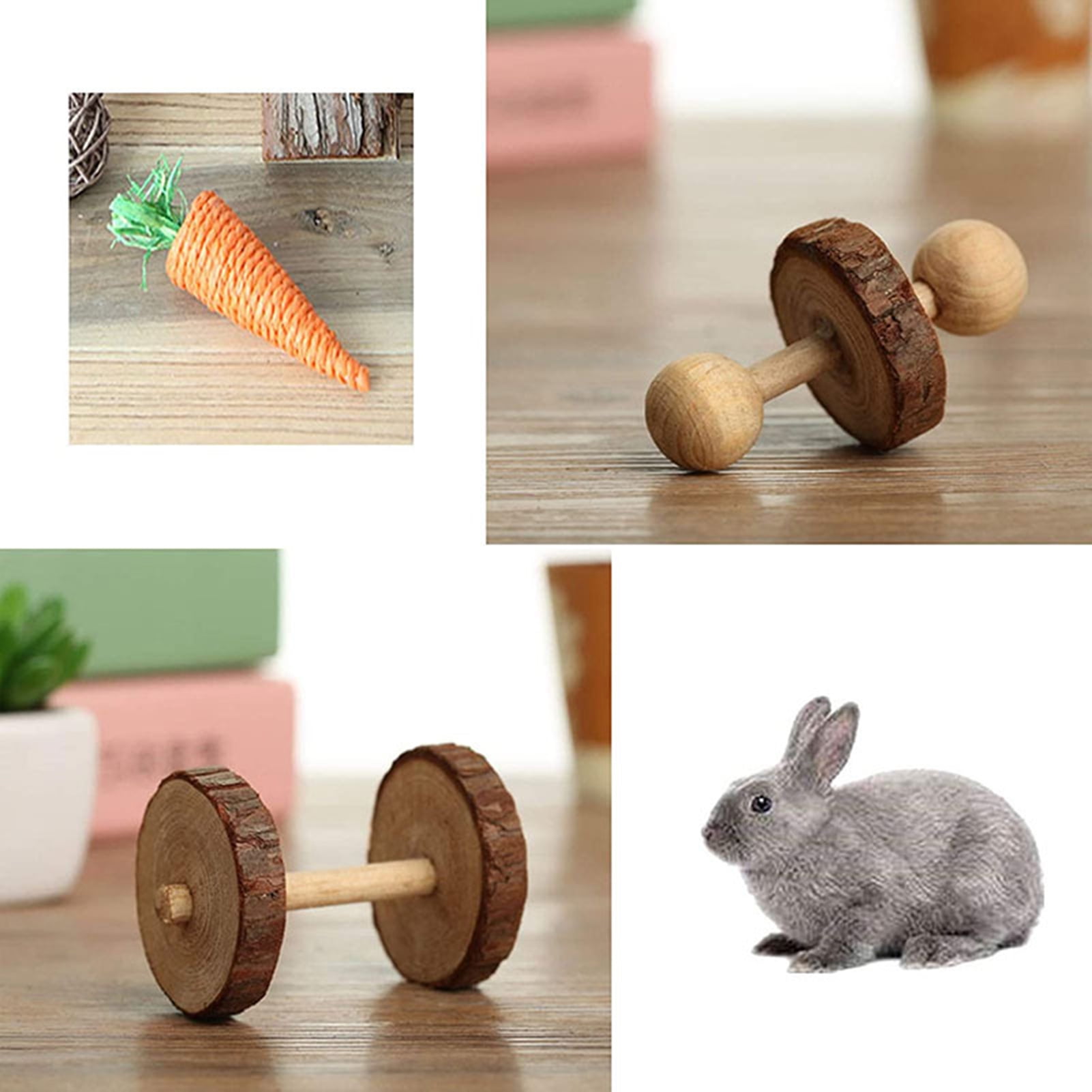 DOPI 6Pcs/Set Molar Supplies Set Eye-catching Orange Carrot Design Wood Straw Ball Hamster Chew Toy for Squirrels