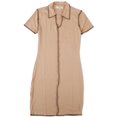 thumbnail image 1 of NO COMMENT Robe Moulante Courte à Manches Courtes Côtelée Extensible Beige pour Femmes L, 1 of 2