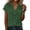 Green, variant on Women Elegant V Neck Button Down Blouse Solid Color Summer Short Sleeve Tops