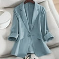 thumbnail image 2 of vigerkar Linen Blazer Women 3/4 Sleeve Lightweight Spring Summer Blazer Jackets Blue, 4XL, 2 of 9