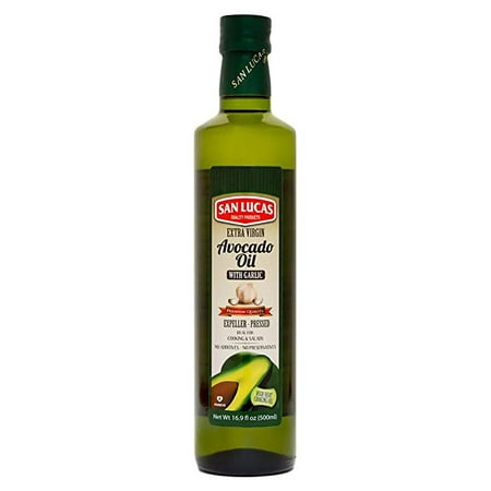 - San Lucas 100% Pure Avocado Oil with Garlic Oil Kosher (K) 1/2 Liter (16.9 Fl Oz)