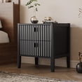 thumbnail image 2 of FURNIWAY Nightstand Set of 2, Black Modern Bedside Tables with 2 Drawers, Fluted Wooden Storage Cabinets with Matte Black Handles, End Tables for Bedroom,Living Room,Hallway, 2 of 6