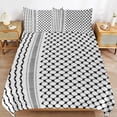 thumbnail image 6 of 3 Pcs Soft Bedding Set, Includes 1 Duvet Cover with Zipper And 2 Pillow Shams,Palestinian Hatta Kufiya Folk Pattern Twin(86"x70"), 6 of 8