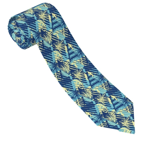 Xecao Hawaiian Style Print Tie For Men Necktie Woven Jacquard Neck Ties,Classic Men's Tie