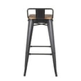 thumbnail image 5 of Oregon Industrial Low Back Barstool in Black Metal and Wood-Pressed Grain Bamboo by LumiSource - Set of 2, 5 of 7