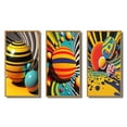 thumbnail image 2 of Designart "Vivid Spheres - A Pop Art Palette III" Modern Geometric Framed Wall Art Set Of 3 - Yellow Abstract Geometric Frame Canvas Set For Living Room Decor, 2 of 6