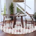thumbnail image 4 of Red Cherry Washable Round Area Rug 6 ft, Country Farmhouse Pink Flower Leaf Gray Stripe, Soft Non Slip Rugs Stain Repellent Indoor Felt Carpet for Living Dining Room Bedroom Home Office, 4 of 9