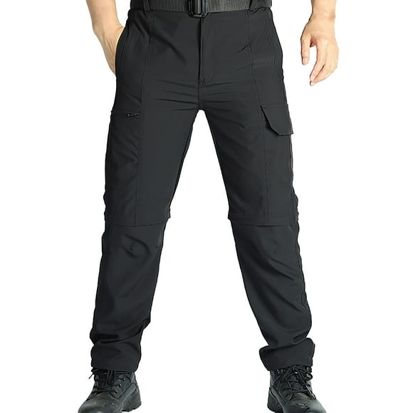 SGMVNU Cargo Pants for Men Fashion Convertible Hiking Lightweight Zip Off Breathable Cargo For Outdoor Fishing Lightweight Breathable Pants(Black, L)