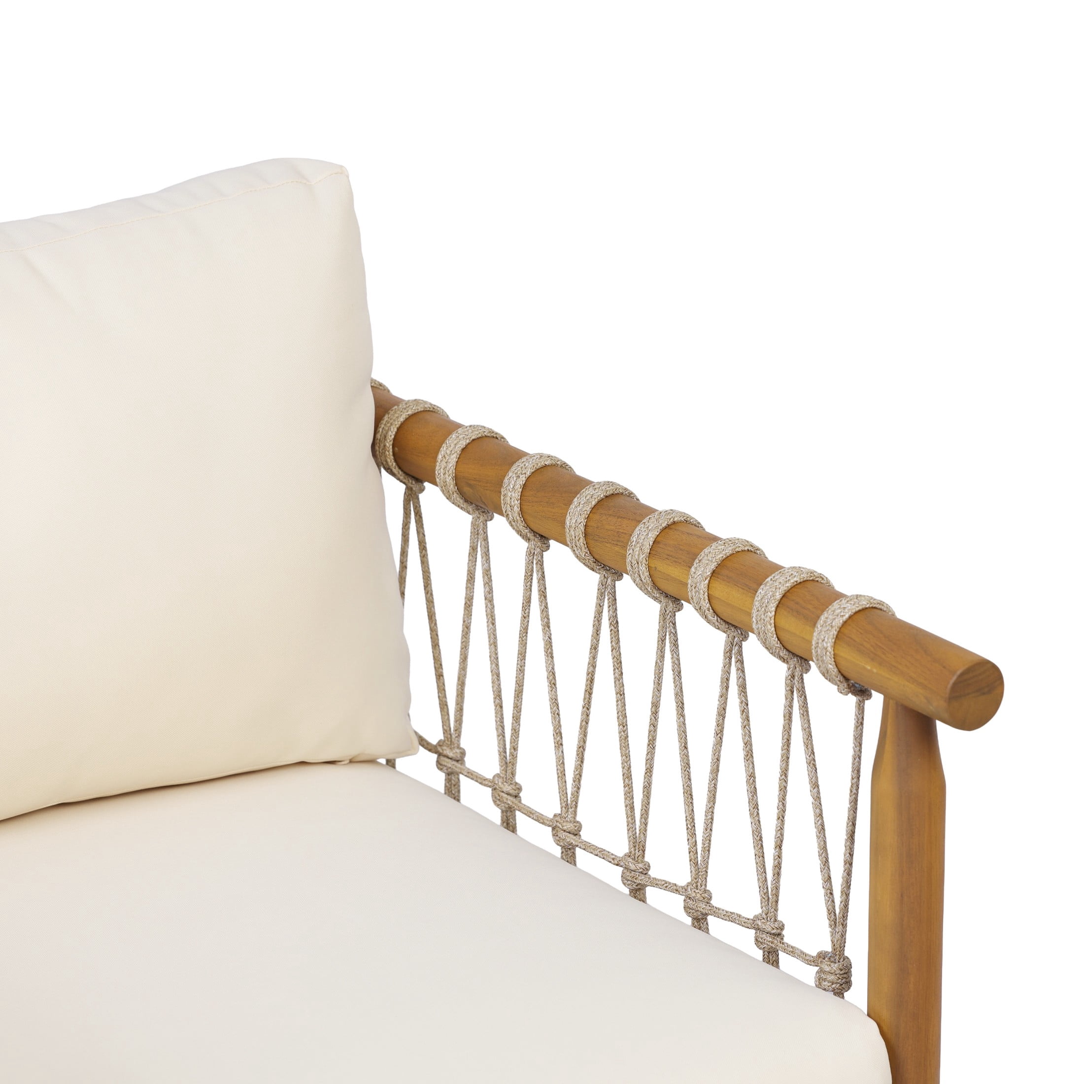 Christopher Knight Home 3-Piece Wood Outdoor Sofa Set with Cushions, 4 Seats, Teak+Cream