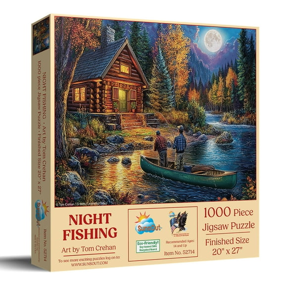 SUNSOUT INC - Night Fishing - 1000 pc Jigsaw Puzzle by Artist: Tom Crehan - Finished Size 20" x 27" - MPN# 52714