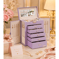 thumbnail image 4 of Enogets Large Jewelry Box for Women, 6-Layer Jewelry Organizer with 5 Drawers, Lockable Storage Case with Mirror & Necklace Hooks,Dusty Purple, 4 of 12