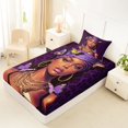 thumbnail image 4 of Castle Fairy Hippie Black Woman Twin Sheets 3pcs,Leopard Butterfly Print Bedding,Purple Black,1 Fitted Sheet, 1 Flat Sheet and 1 Pillowcase, 4 of 6