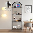 thumbnail image 1 of Modern Arched 4-Tier Bookshelf - Tall Freestanding Bookcase with Black Metal Frame, Large Black Wood Shelves, Space-Saving Open Display - Black Frame, Black Shelves, Four Layers, 1 of 7
