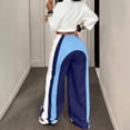 thumbnail image 4 of Dweltoz Baggy Sweat Pants Drawstring Waist Color Block Straight Leg Active Pants Athletic Loose Stretchy Y2k Joggers,Blue M, 4 of 7