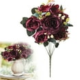 thumbnail image 2 of Artificial Hydrangea Peonies Flowers,Realistic Faux Peony Bouquet 1 Bundle Florals Arrangements Decoration for Farmhouse Home Boho Wedding Table Centerpiece Valentines Day Party Decoration,Wine, 2 of 9