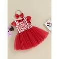 thumbnail image 3 of Bslissey Baby Girls Valentine’s Day Dress Short Sleeve Lips Print Tulle A-line Dress Infant Toddler Sweet Casual Princess Dress with Bow Headband 3M 6M 9M 12M 18M 24M, 3 of 9