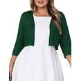 thumbnail image 3 of SEWIFY Women's Plus Size Bolero Cropped Cardigan Lightweight 3/4 Sleeve Shrug Sweaters for Dresses,1X-4X, 3 of 9