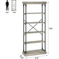 thumbnail image 2 of Twister.CK 6 Tier Industrial Bookcase with Metal Frame, Rustic Standing Bookshelves Display Rack for Bedroom, Living Room and Home Office, Gray, 2 of 8