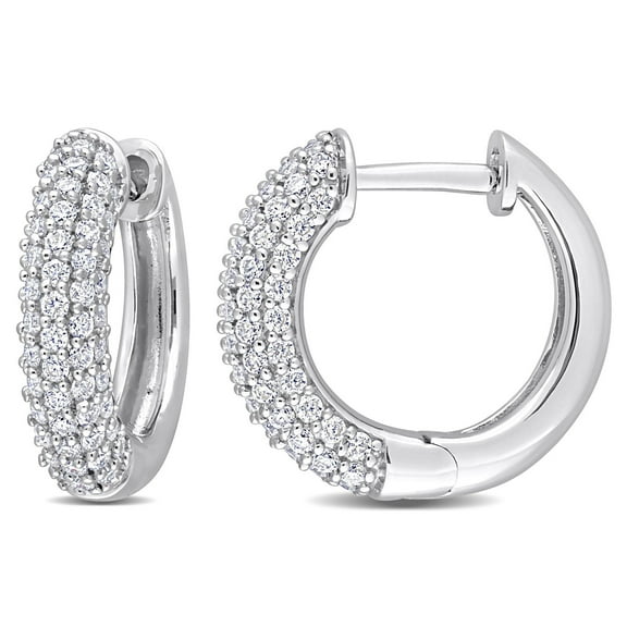 Sterling Silver Created Moissanite-White Multi-Row Hoop Earrings