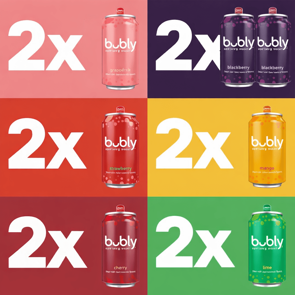 bubly Sparkling Water, Variety Pack (Blackberry, Lime, Cherry, Grapefruit, Strawberry, Mango), Zero Sugar & Zero Calories, Seltzer Water, 12 Fl Oz Cans (Pack of 12)