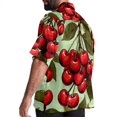 thumbnail image 3 of Cherry Men's Casual Button Down Short Sleeve Printed Summer Beach Shirts, 3 of 6