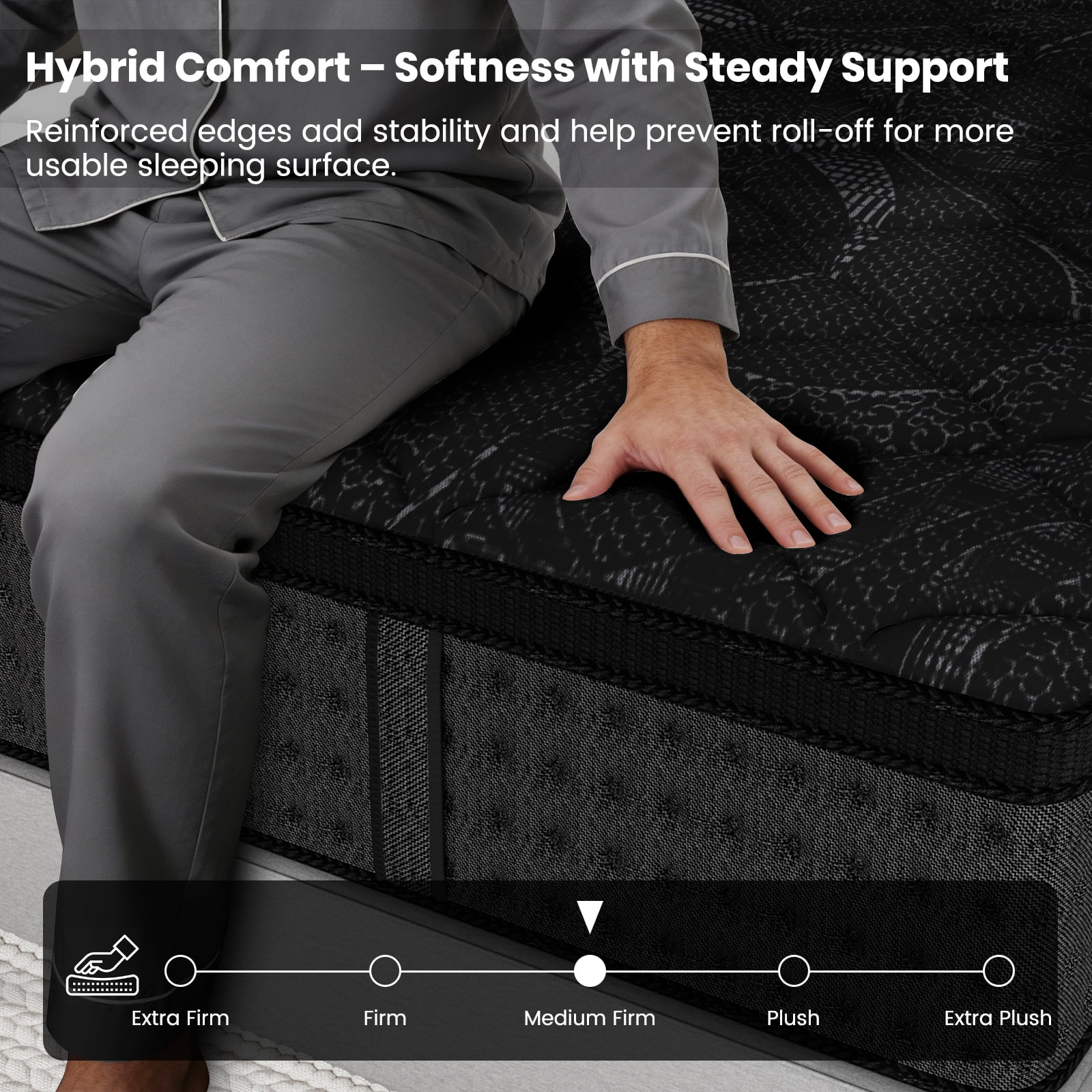 KOW 14-inch Hybrid Gel Memory Foam King Size Mattress in a Box, Medium Firmness, Cooling & Comfort