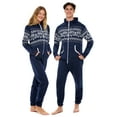 thumbnail image 4 of Notus Unisex Adult One Piece Pajama Hooded Zip Sleepwear Jumpsuit for Men and Women Diamond Navy L, 4 of 6