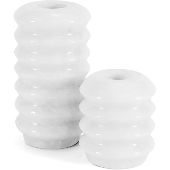 Radicaln Marble Candle Holder 5 inch White Candlestick Holders for Living Room Decor, Candle Sticks Holder for Pillar & Taper Candles, Centerpieces for Coffee Table & Wedding Gifts Decorations