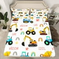 thumbnail image 2 of jejeloiu Equipment Vehicle Twin Sheet Sets,Cartoon Excavator Bulldozer Twin Fitted Sheet,Yellow Concrete Truck Flat Sheet For Boys,Ultra Soft Home Decor,3 Pieces, 2 of 7