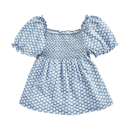 

Toddler Girls T-Shirts Summer Fashion Puff Sleeve Round Neck Short Sleeve T Shirt For 6-7 Years
