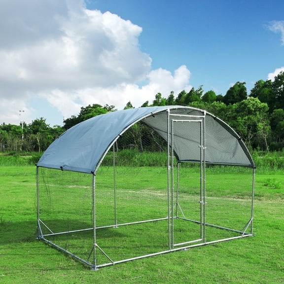 Tolead Large Metal Chicken Coop  with Water-Resident and Anti-UV Cover, Outdoor, Silver